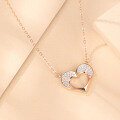 wholesale S925 sterling silver Korean-style romantic sweet heart-shaped zirconia inlaid pendant fashion creative women's necklace-0-0