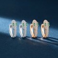 Silver S925 Green Diamond Serpent Earrings, Rose Gold Exaggerated Ear Cuffs-0-1