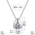 S925 Sterling Silver Moissanite Pendant Necklace, Teardrop Design, Minimalist and Versatile-0-3