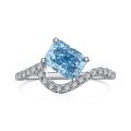 wholesale S925 Sterling Silver European American Style French Blue Zircon Candy Dazzling Women's Ring Accessories Wholesale-0-9