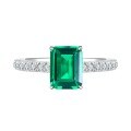 wholesale S925 Sterling Silver New Retro Rectangular 6*8 Green Zircon One-Carat High Carbon Diamond Women's Ring-0-4