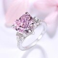 wholesale S925 Silver Heart-Shaped High-Carbon Powder Ring with Simulated Diamond Accents and Pink Diamond Group Setting-0-1