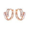 S925 Sterling Silver Cross Geometric Double-Layer Zircon Earrings-0-4