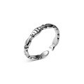 wholesale Sterling silver retro minimalist Thai silver small fish ring, fashionable distressed ins style, Japanese-inspired elegant adjustable openable accessory-0-4