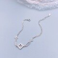 wholesale S925 Sterling Silver Diamond-Encrusted Clover Rhombus Bracelet, Old Money Style Trendy Fashionable Elegant Dopamine Jewelry-0-2