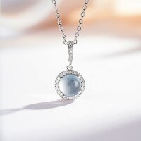 Metal Pendant Necklace, Simple Chinese Style Luxury Bubble Drop Choker-Water Jade-XL403-T