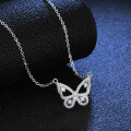 S925 Sterling Silver Moissanite Butterfly Pendant Necklace-0-2