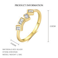 wholesale S925 Sterling Silver Square Stud Earrings For Women, Versatile, Small And Exquisite, Luxury Zircon, French Minimalist Style, Cross-border-K2136-Gold 925 Silver