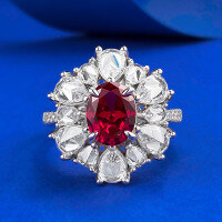 wholesale Metal S925, Zhuo Zhifan Jewelry Live Stream Edition, Luxury Vintage Halo Ring 8*10 Fat Square Red Trendy Street Style Women's-R288 Red 9