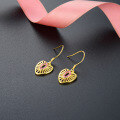 wholesale S925 Sterling Silver Heart Earrings for Women, Minimalist Korean Style, Elegant Gold-Plated Hollow-Out Diamond-Embedded Heart-Shaped Ear Accessories-0-1