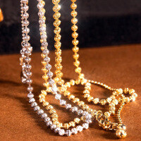 wholesale 18K White Gold Custom Women's Pearl Luster Starlight Chain Fashion Versatile Plain Gold Italian Import Choker Necklace-18K gold 45cm