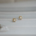 wholesale 9K Gold Wholesale Pure Flower Bud Design Freshwater Pearl Elegant Mini Flower Earrings for Women-0-4