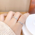 wholesale S925 Sterling Silver Four-Pointed Star Couple's Ring Pair, Ins Style Minimalist Unisex Niche Design Plain Open Adjustable Ring-0-3