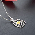 wholesale S925 Sterling Silver Sun Rise Hollow-Out Pendant Women Small Unique Design Inlaid Diamond Fashion Elegant Jewelry Wholesale-0-1