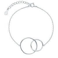 wholesale S925 Sterling Silver Women's Bracelet, Cross-Border Hot Pick Minimalist Circle Interlocking Möbius Fashionable Round Ring Hand Accessory-Silver 925 silver