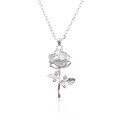 wholesale Silver S999 Maker Rose Pendant Necklace, Fashionable and Luxurious, Exquisite Women's Minimalist Small and Chic High-End Collarbone Chain-0-4