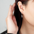 wholesale 925 Sterling Silver Zircon Cross Earrings For Women, Small Batch Design,ins Style Fashion Studs, Factory Ready Stock-0-3