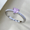 wholesale S925 Silver New Style Heart-shaped Ring with Row of Diamonds, Minimalist European and American Popular Ins Design Zircon Ring-0-2