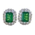 wholesale S925 silver new square emerald earrings 10*14mm, lightweight luxury and retro style-0-4