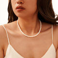 wholesale 14K/S925 sterling silver adjustable clavicle chain with 5-6mm freshwater pearl necklace, fashion retro style-0-0