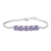 Sterling Silver Cross-Border Four-Prong Moissanite Bracelet-5ct purple moissanite