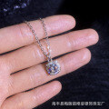 S925 Silver Moissanite Pendant Necklace, New Square Minimalist Collarbone Chain-0-1