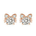 wholesale S925 Sterling Silver Moissanite Cat Stud Earrings, Small and Exquisite, Cute Ear Accessories, Fashionable Internet-Famous Earrings, Gift for Friends-0-4