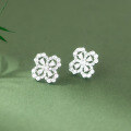 wholesale S925 Sterling Silver Fresh and Sweet Ins Style Designed Diamond Four-Leaf Flower Stud Earrings M06674-0-1