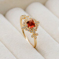 wholesale Metal: S925 Silver Plated 14k Gold Japanese Retro Style Red Garnet and White Zircon Ring-0-2