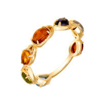 wholesale S925 Silver Literary Retro Style Citrine Peridot Labradorite Ring, Spring New Collection by Dunli Jewelry-Citrine, Peridot, and Labradorite Ring  Size 8
