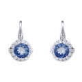 wholesale S925 Sterling Silver Natural Stone Earrings, European and American Vintage Style, with Blue Topaz and Sapphire Inlays, Direct from Manufacturer-0-14