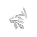 wholesale S925 Sterling Silver Korean Minimalist Olive Branch Leaf Design Adjustable Open Ring for Women-0-4
