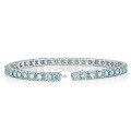 wholesale 925 Silver Tennis Bracelet with Euro-American Classic Four-Prong 05ct Full Circle Blue-Green Moissanite, Unisex-0-4