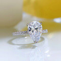 wholesale S925 Sterling Silver New Simulated High Carbon Diamond Luxury Halo 7*10mm Pear Shape Drop Ring-0-2