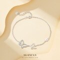 wholesale 925 Sterling Silver French Openwork Butterfly Flying Bracelet for Women with Luxury Micro-Set Zirconia-0-0