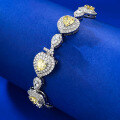 wholesale S925 Sterling Silver One-Carat Heart-Shaped Yellow Diamond Bracelet for Women, Fully Pavé-Set with Diamonds, Live Streaming Hot Seller-0-1