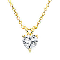 S925 Silver 2ct D Color Moissanite Heart Pendant Necklace Wholesale-1-carat minimalist heart shape [K gold]  925 silver