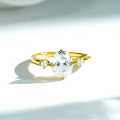 925 Sterling Silver Ring with Ruby, High-Carbon Diamond, Aquamarine, 18K Gold Plated-0-2