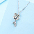 wholesale PT950 plated S925 sterling silver mermaid pendant necklace with 1-carat moissanite, women's collarbone chain-0-0