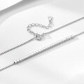 wholesale S925 Sterling Silver Women's Necklace, Minimalist Small Block Pendant Collarbone Chain with a Luxe and Subtle Niche Design-0-2