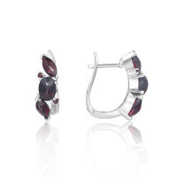 wholesale S925 Sterling Silver Small Natural Topaz Earrings with Various Gemstones, Black Garnet Stud Earrings for Early Spring Accessories-Natural black garnet earrings