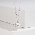 wholesale S925 Sterling Silver Classic Six-Prong Moissanite Diamond Necklace for Women, Collarbone Chain, Small and Unique Design, Minimalist Pendant, Cross-Border New Product-0-6