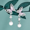 wholesale 925 Sterling Silver【Butterfly Dance in the Forbidden City】Earrings, Ins High-End Style Imitation Pearl Earrings Wholesale-0-1