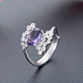 wholesale S925 silver geometric open ring for women with crystal and diamond, oval-shaped, from Korea's Dongdaemun-0-3