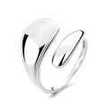 wholesale S925 Sterling Silver Ins Minimalist Style Smooth Irregular Shape Trendy Versatile Open Ring-0-4