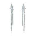 wholesale S925 Sterling Silver Long Fringe Earrings, High-End Luxury Exaggerated Fashion Pure Silver Stud Earrings, Unique Silver Earrings-0-4