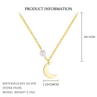 wholesale S925 Sterling Silver Cross-border Sweet Heart French Women's Necklace, Fashionable Niche Design Trendy Simple Versatile Collarbone Chain-A4062-Gold 925 Silver