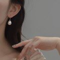 wholesale S925 Sterling Silver Vintage Teardrop Pearl Earrings for Women, High-End Elegant Ear Accessories with Unique Design-0-3