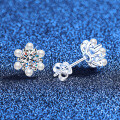 S925 Silver Moissanite Mini Pearl Sunflower Earrings Wholesale-0-0