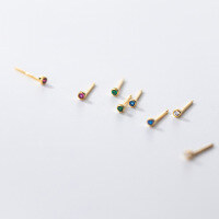 wholesale S925 Sterling Silver Nalan Mini Colorful Diamond Earrings for Healing Ear Piercing, Sleep-Friendly, Student Petite Ear Accessories M00330-S925 silver pair with gold and white diamonds 925 silver